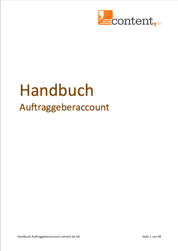 Handbuch zum Auftraggeber-Account der content.de AG